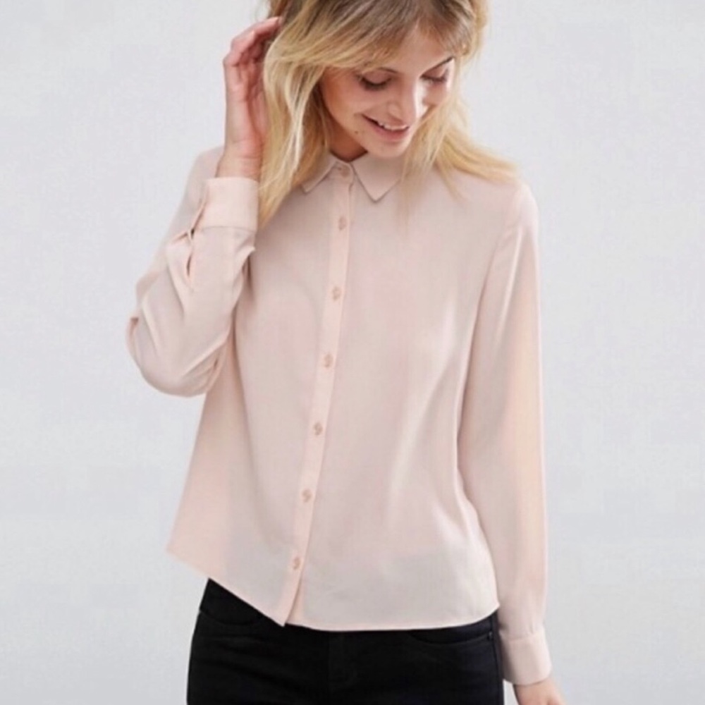 New Look Light Pink Semi Sheer Box Blouse Size 8